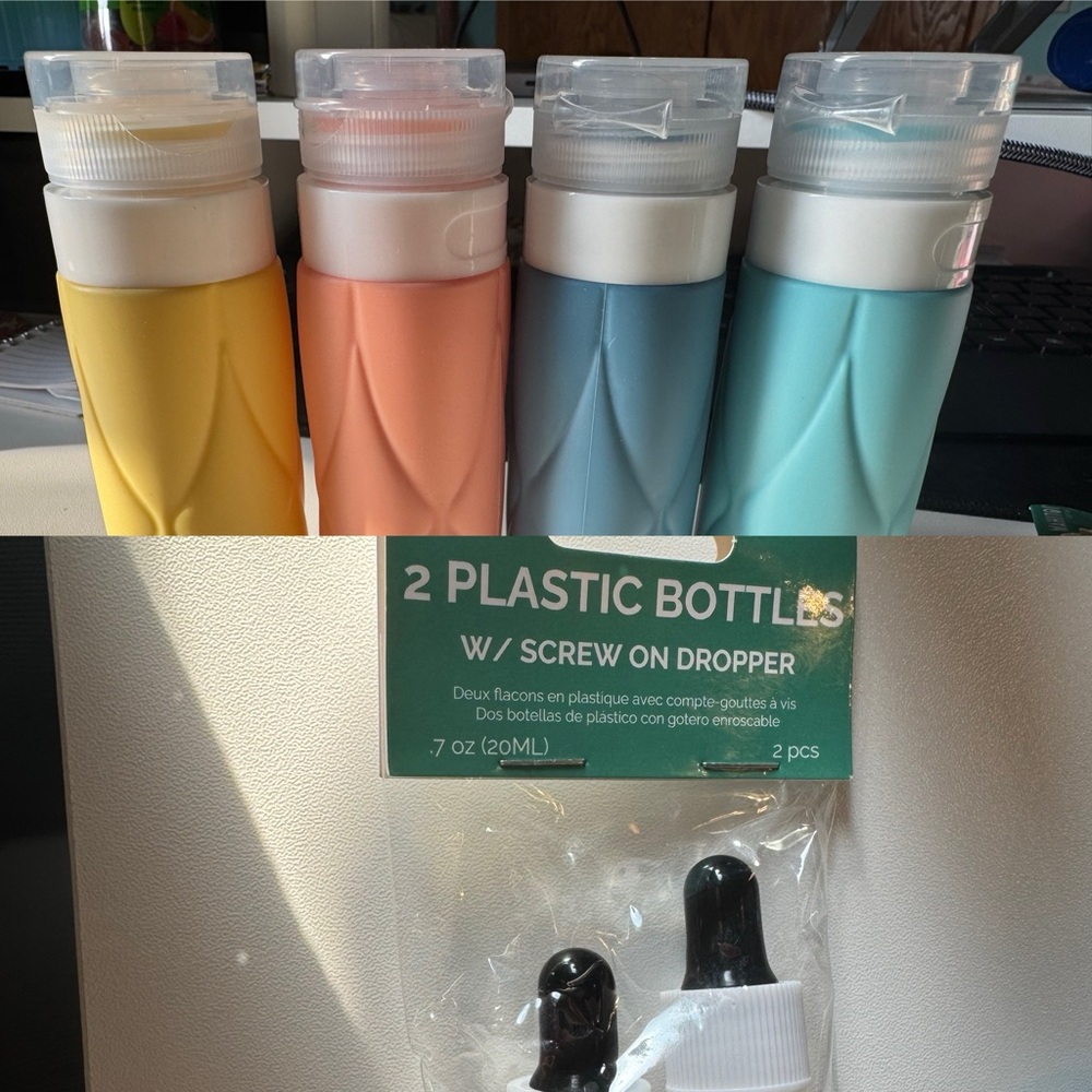 Travel Bottles including 2 plastic eyedroppers